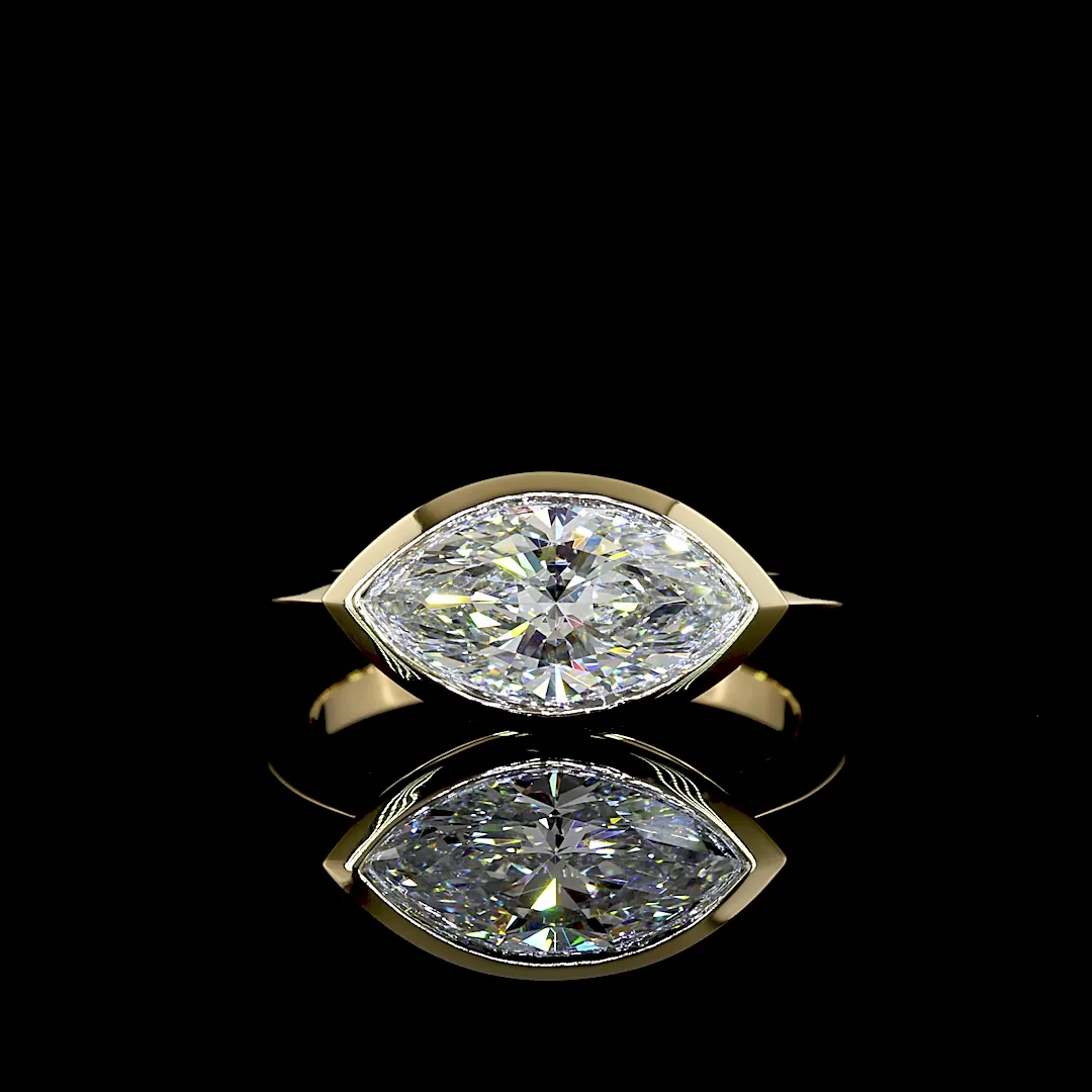 2.09 Cts 14k Yellow Gold Marquise Shape Solitaire Ring