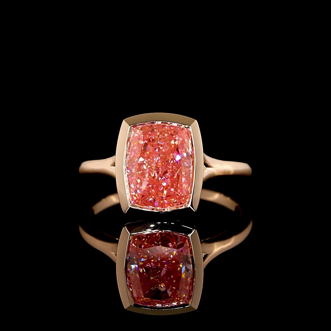 3.13 Cts 14k Rose Gold Cushion Shape Special Ring