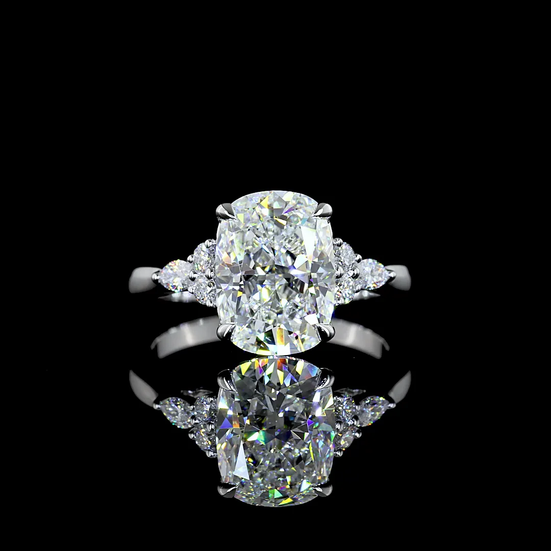 3.38 Cts 14k White Gold Cushion Brilliant Shape Special Ring