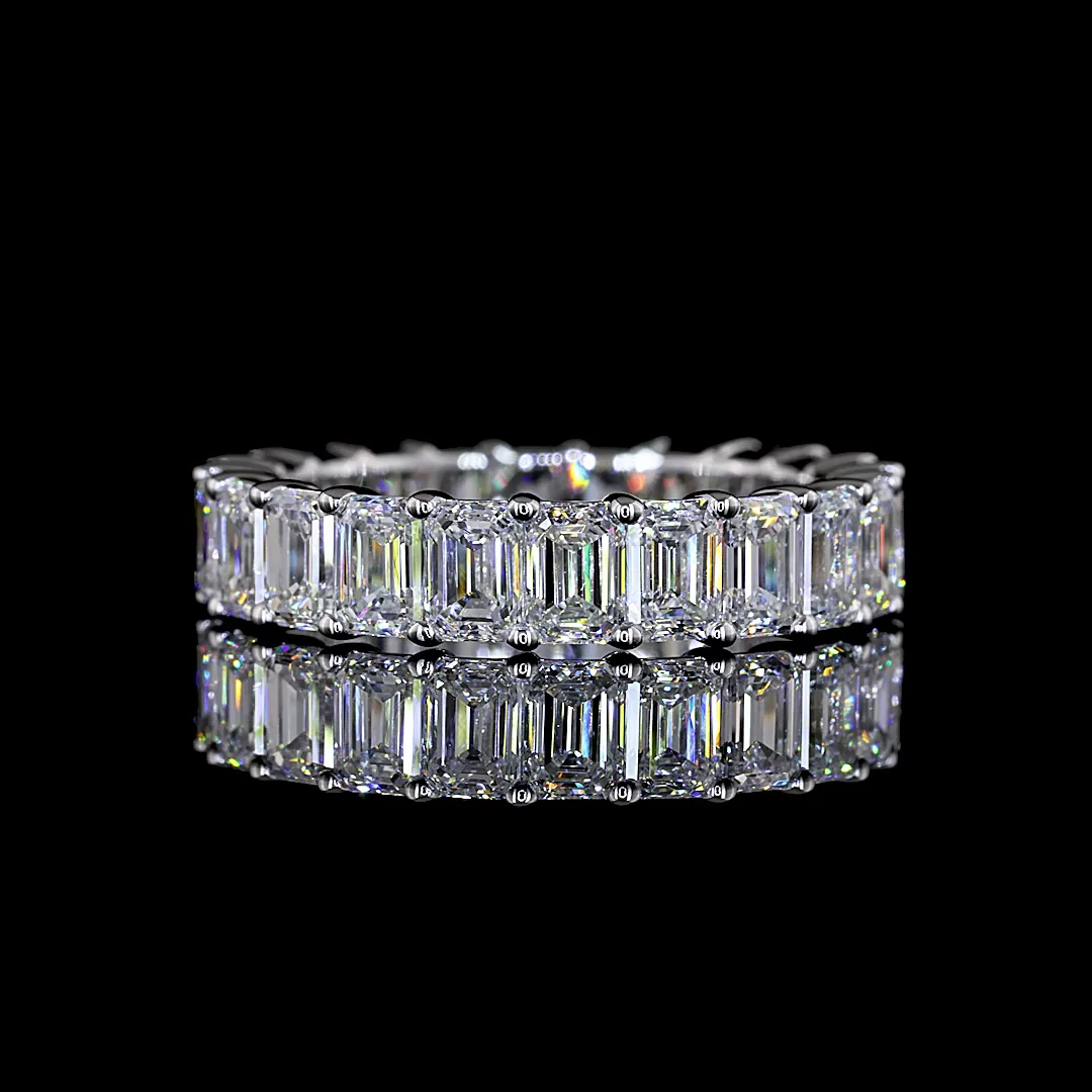 4.54 Cts 14k White Gold Emerald Shape Eternity Band Eternity Band