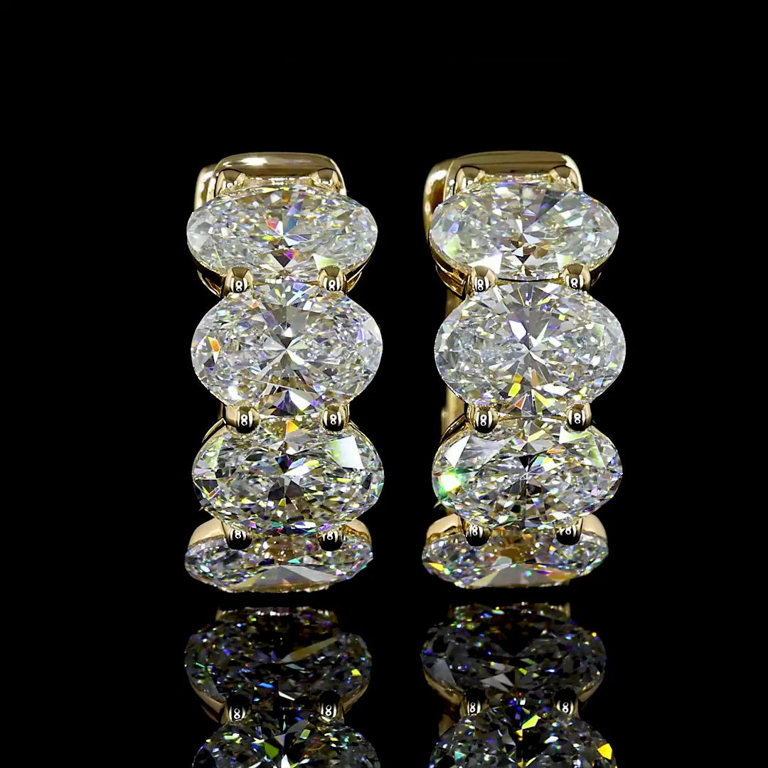 3.62 Cts 14k Yellow Gold Oval Shape Huggies Earring