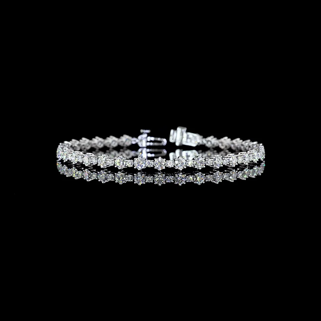 5.01 Cts 14k White Gold Round Shape Station Line Tennis Bracelet