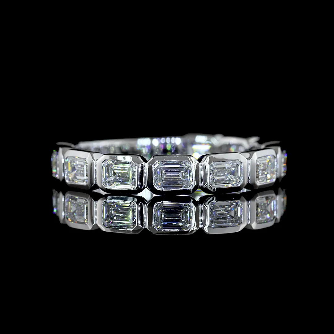 1.46 Cts 14k White Gold Emerald Shape 3/4 Band Eternity Band