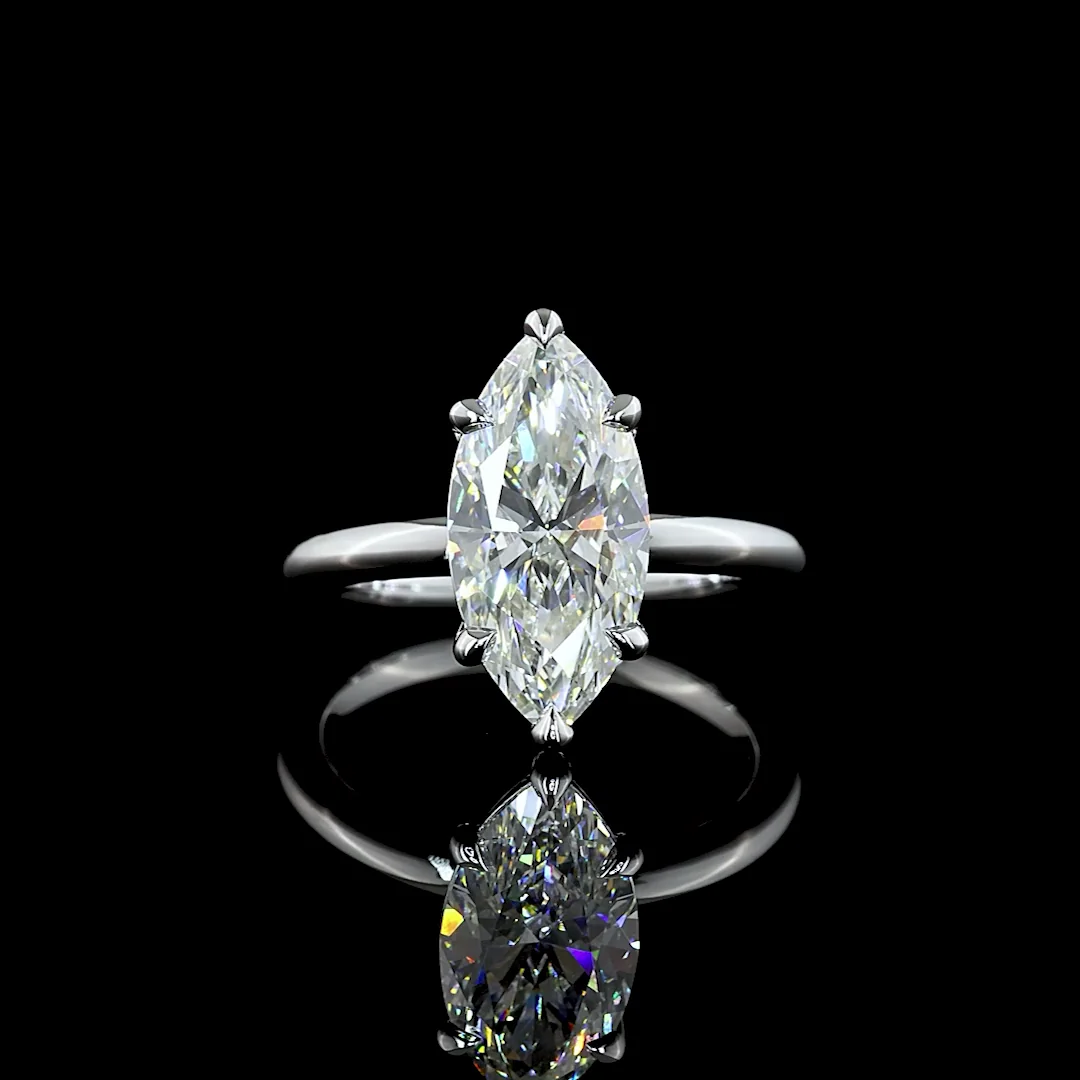 3.13 Cts 14k White Gold Marquise Shape Solitaire Ring
