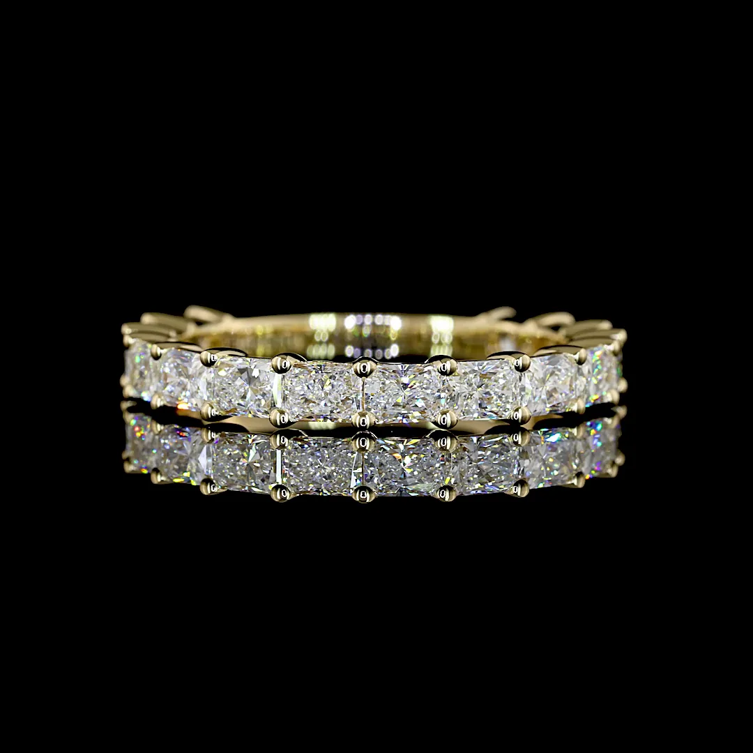 1.69 Cts 14k Yellow Gold Radiant Shape 3/4 Band Eternity Band